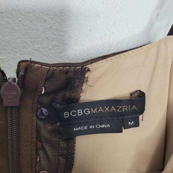 Vintage y2k BCBGMAXAZRIA brown sequins party going out dress size medium - Picture 5 of 8